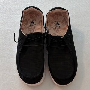 Reef Black Slip-On Loafers